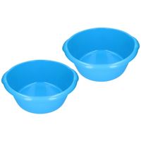 2x stuks grote afwasteil / afwasbak blauw 25 liter