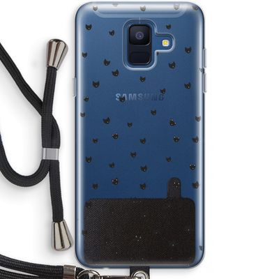Kleine kattenkopjes: Samsung Galaxy A6 (2018) Transparant Hoesje met koord