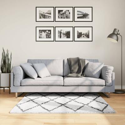 VidaXL Vloerkleed pamplona shaggy hoogpolig 120x170 cm crème en zwart