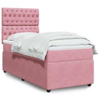 Boxspring met matras fluweel roze 90x190 cm