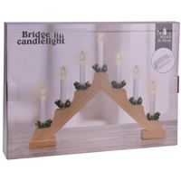 Kaarsenbrug - 41 x 6 x 29,5 cm - hout - met 7 led kaarsen