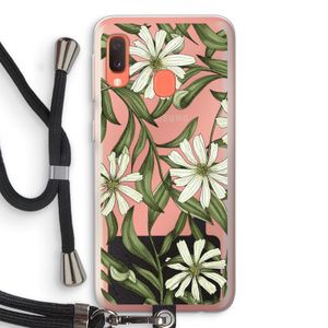Wit bloemenpatroon: Samsung Galaxy A20e Transparant Hoesje met koord
