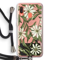 Wit bloemenpatroon: Samsung Galaxy A20e Transparant Hoesje met koord
