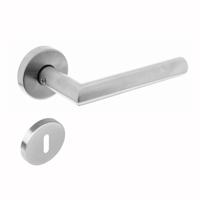 Intersteel deurkruk met sleutelrozet geveerd - Hoek 90° - RVS geborsteld - thumbnail