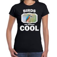 Dieren ijsvogel t-shirt zwart dames - birds are cool shirt