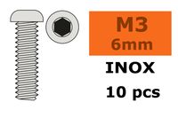 Laagbolkopschroef met binnenzeskant, M3X6, Inox (10st)