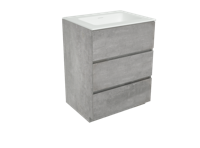 Storke Edge staand badkamermeubel 65 x 52,5 cm beton donkergrijs met Mata enkele wastafel in matte Solid Surface - thumbnail