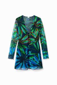 Korte tropische jurk met cut-out - BLUE - M