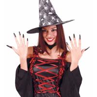 Halloween heksen zwarte lange kunstnagels - Horror feestartikelen verkleed accessoires Halloween heksen zwarte lange kunstnagels - Horror feestartikelen verkleed accessoires