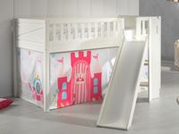 Bed SCOTY met glijbaan 90x200 cm witte pijnboom tent Princess