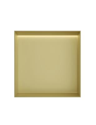 Hotbath &MORE Inbouwnis 30x30x10cm frameless + LED Geborsteld Messing PVD