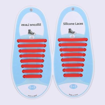 16 STKS/set Running no stropdas schoenveters Fashion Unisex atletische elastische siliconen schoenveters (rood)