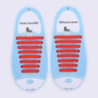 16 STKS/set Running no stropdas schoenveters Fashion Unisex atletische elastische siliconen schoenveters (rood)