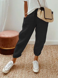 Loose Plain Casual Cotton Pants