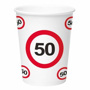 Papieren bekers verkeersbord 50