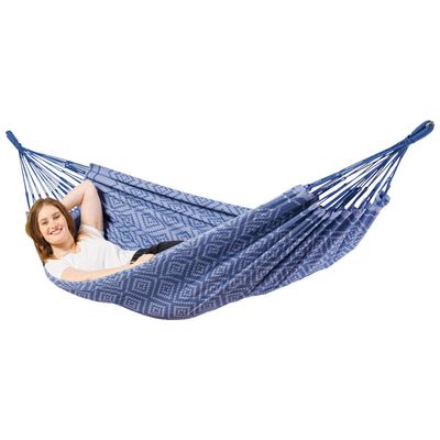 Eenpersoons hangmat - 300x140cm - BlauwPaars - 120kg draagkracht- 100% katoen - binnen & buiten