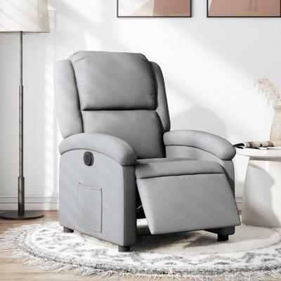 Fauteuil elektrisch verstelbaar stof lichtgrijs