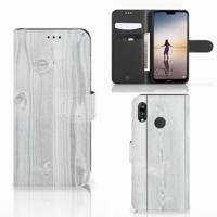 Huawei P20 Lite | Book Style Case | White Wood