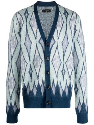 AMIRI cardigan à motif géométrique en intarsia - Bleu