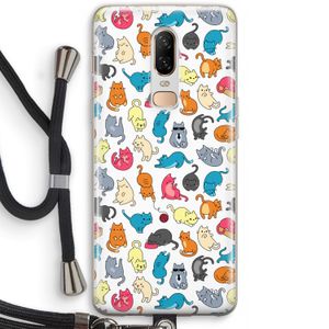 Kleurrijke katten: OnePlus 6 Transparant Hoesje met koord
