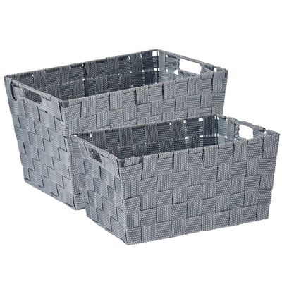 Kast/badkamer opbergmandjes set van 4x stuks zilvergrijs in 2 formaten