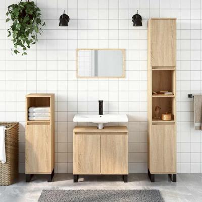 Badkamerkast 58x33x60 cm bewerkt hout sonoma eikenkleurig