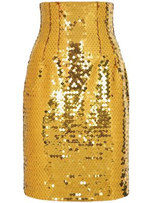 Dolce & Gabbana jupe ornée de sequins à taille haute - Jaune