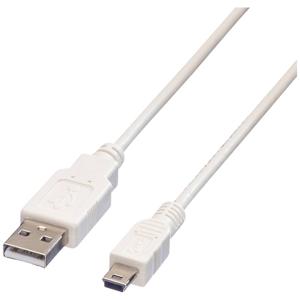 VALUE USB 2.0 Kabel , Typ A 5 Pin Mini , wit, 0,8 m