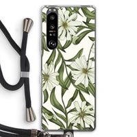 Wit bloemenpatroon: Sony Xperia 1 III Transparant Hoesje met koord