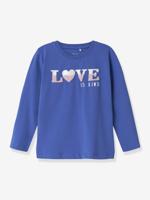 T-shirt met lange mouwen voor meisjes NMFLIRA NAME IT, boxy pasvorm blauw