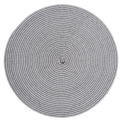 Secret de Gourmet ronde placemat - zwart/wit - gevlochten kunststof - 38 cm - Onderleggers