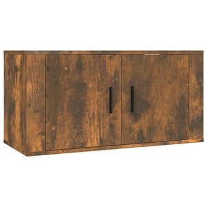 The Living Store TV-Meubel Gerookt Eiken - Wandgemonteerd - 80 x 34.5 x 40 cm - Bewerkt Hout