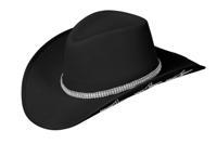 Cowboyhoed zwart glitter sterren