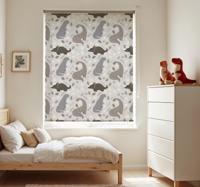 Grijs patroon raambekleding dinosaurus