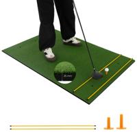 3-In-1 Tee Mat voor Golf Hoogwaardige tee Mat met Kunstgras 2 Golf Tees 2 Alignment Rods & 6 Voorgeboorde Tee Holes