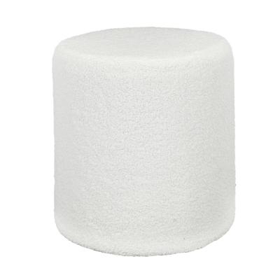 Poef boucl? - wit - rond - D35 cm - teddy stof - hocker - teddy poef