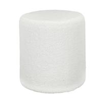 Poef boucl? - wit - rond - D35 cm - teddy stof - hocker - teddy poef
