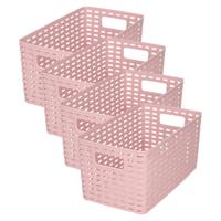 Opbergmand - 4x - Kastmand - rotan kunststof - oud roze - 5 Liter - 15 x 28 x 13 cm - thumbnail