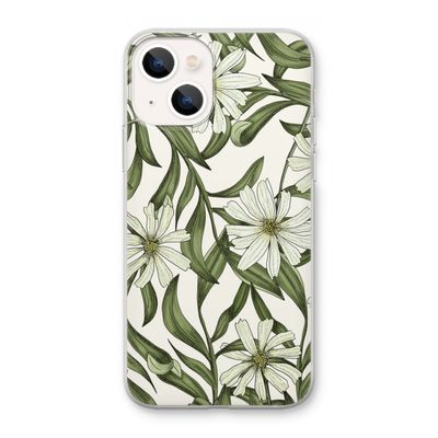 Wit bloemenpatroon: iPhone 13 mini Transparant Hoesje