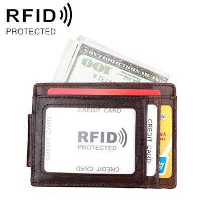 KB80 Antimagnetic RFID Crazy Horse Texture Oil Wax Leather Card Holder Wallet Billfold for Men and Women (Coffee)