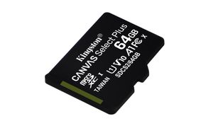 Kingston Canvas Select Plus microSD Card 64 GB geheugenkaart SDCS2/64GB, Class 10 UHS-I A1, Incl. Adapter