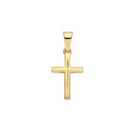 14K Geelgouden Hanger in de Vorm van een Kruis - Mat Gediamanteerd voor Tijdloze Elegantie