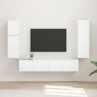 Tv-meubelset Wandgemonteerd 4 pcs Hoogglans wit Bewerkt hout
