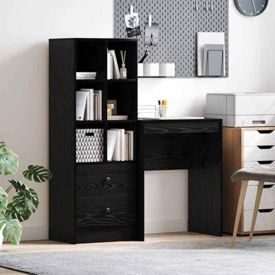 Bureau met lade 2 pcs Zwart Eiken