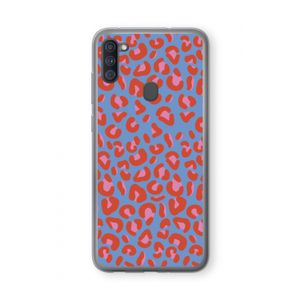 Leopard blue: Samsung Galaxy A11 Transparant Hoesje