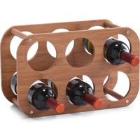 1x Houten wijnflesrek/wijnrekken compact voor 6 flessen 38 cm - Wijnrekken - thumbnail