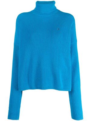 Tommy Hilfiger pull en coton à col roulé - Bleu