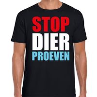 Stop dier proeven demonstratie / protest t-shirt zwart voor heren - thumbnail