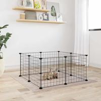 VidaXL Huisdierenkooi met 8 panelen 35x35 cm staal zwart