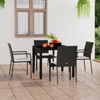 Tuinstoelen 4 st met kussens poly rattan zwart